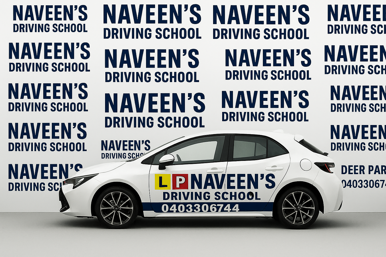 Naveen’s Driving School car Naveen's Driving School dual-control car with L and P plates, Melbourne